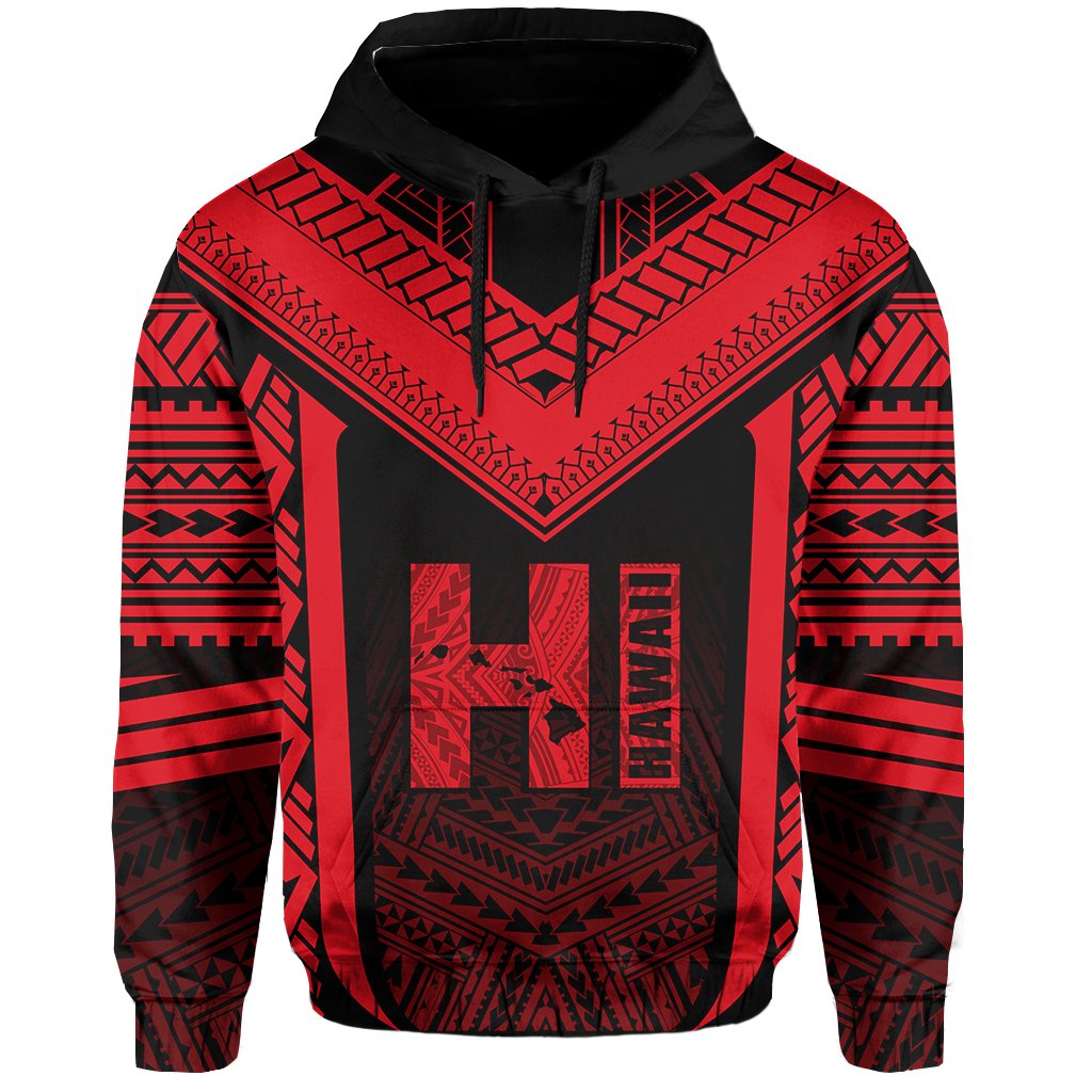 Hawaiian Kanaka Polynesian Hoodie Active Red - Polynesian Pride