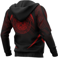 Hawaii Polynesian Zipper Hoodie Red The Face Style - Polynesian Pride