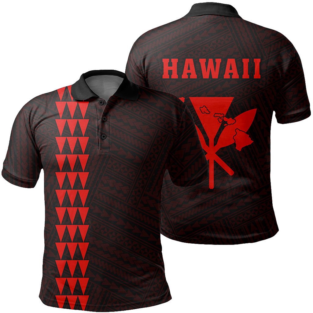 Hawaii Kanaka Map Polo Shirt Red Unisex Red - Polynesian Pride