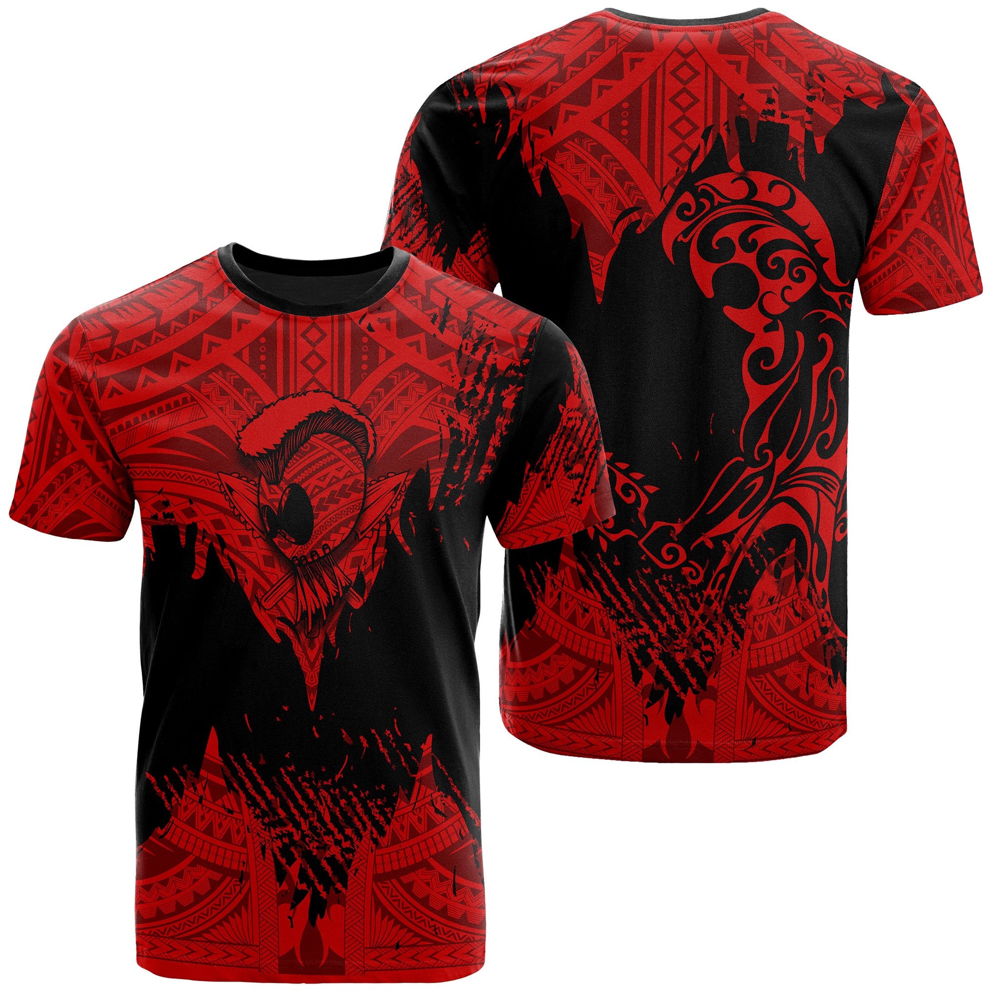 Hawaii Polynesian Warrior Ikaika T Shirt Benjamin Style Red Unisex Red - Polynesian Pride