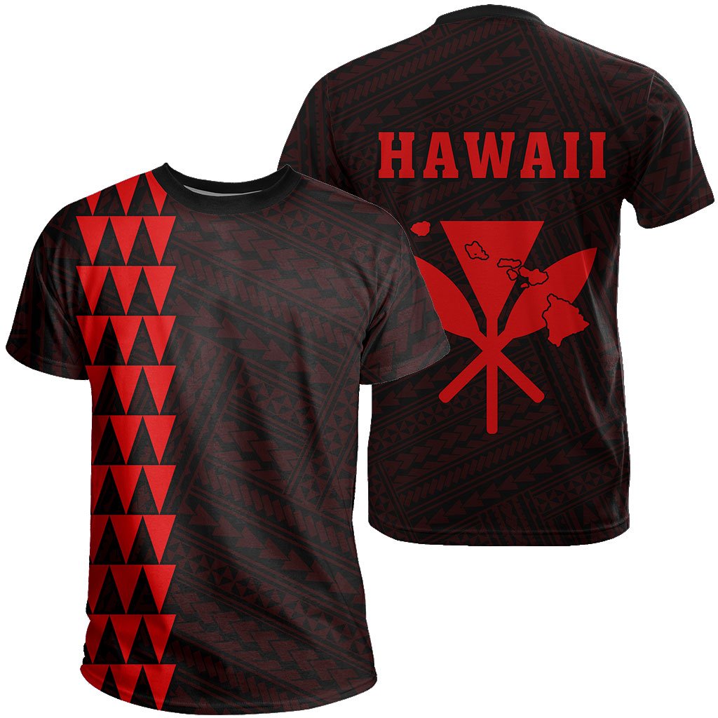 Hawaii Kakau Kanaka Map T Shirt Red Unisex Red - Polynesian Pride