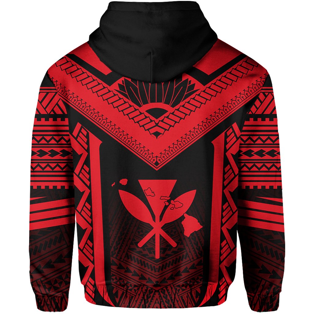 Hawaiian Kanaka Polynesian Zip up Hoodie Active Red - Polynesian Pride