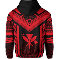 Hawaiian Kanaka Polynesian Zip up Hoodie Active Red - Polynesian Pride