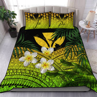 (Custom) Kanaka Maoli (Hawaiian) Quilt Bed Set, Polynesian Plumeria Banana Leaves Yellow Personal Signature - Polynesian Pride