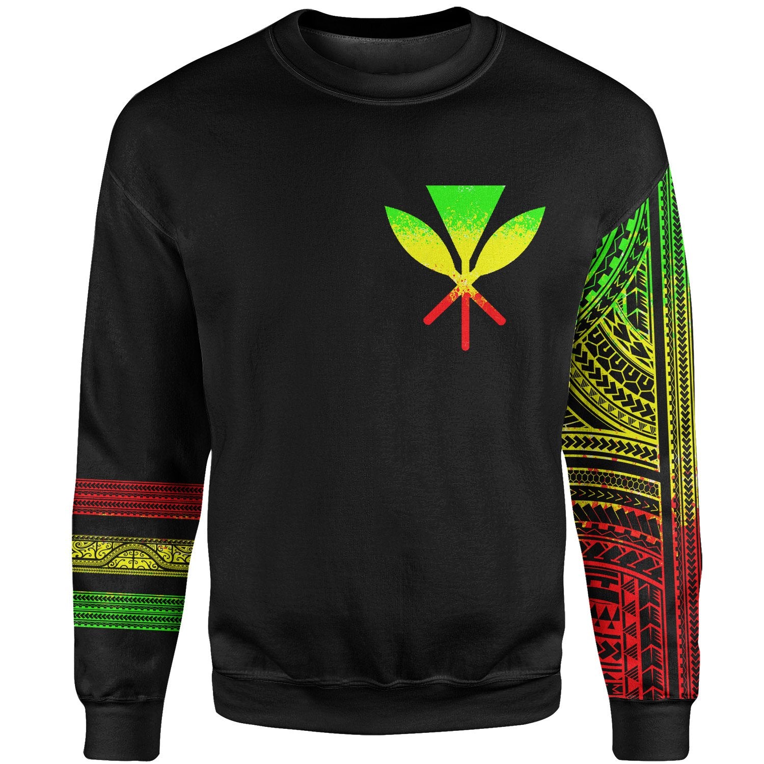 Hawaii Sweatshirt - Custom Personalised Kanaka Maoli Simple Style Reggae Color Unisex Black - Polynesian Pride