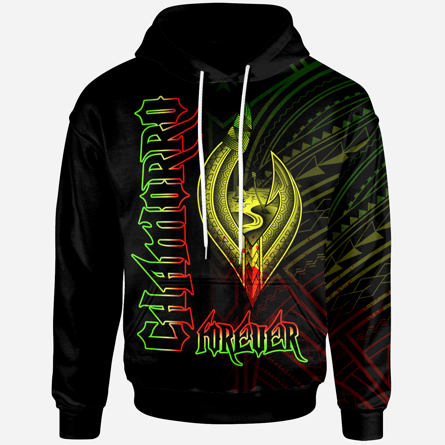 Guam Hoodie Chamorro Forever Reggae Color Unisex Black - Polynesian Pride