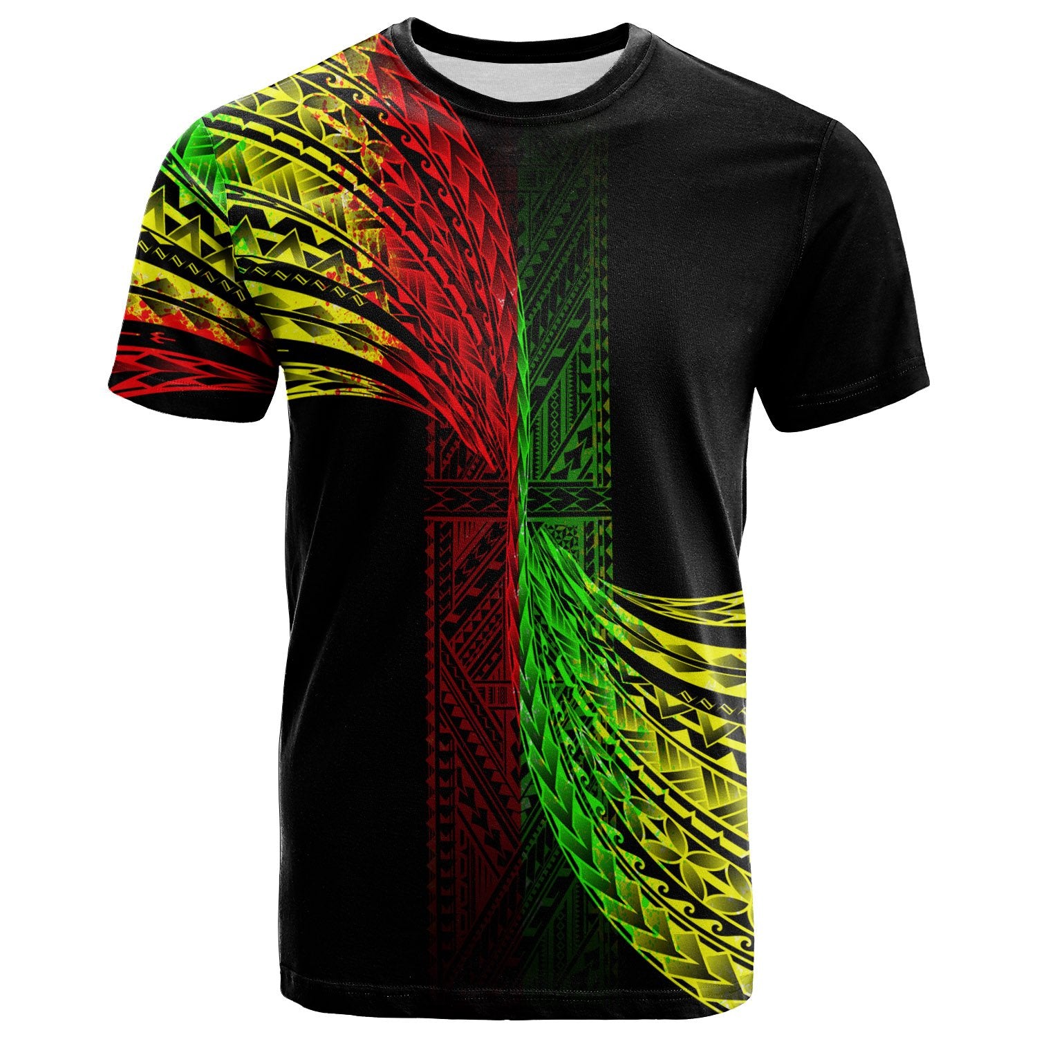 Polynesian T Shirt Polynesian Patterns Reggage Color Unisex Black - Polynesian Pride