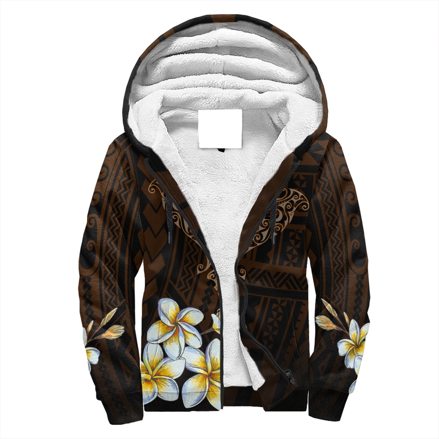 Hawaiian - Plumeria Ray Sherpa Hoodie - Rise Style - AH Orange - Polynesian Pride