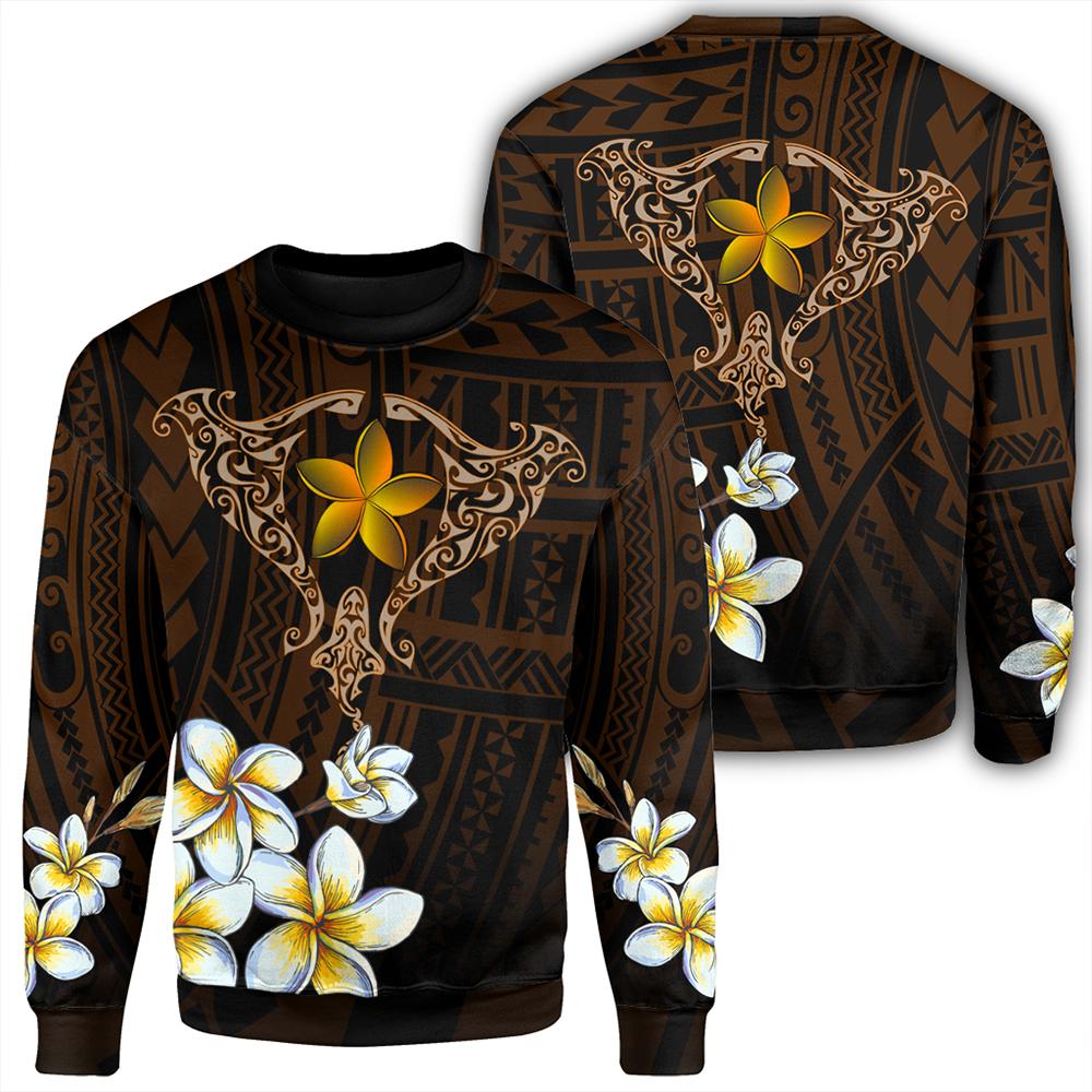 Hawaiian - Plumeria Ray Sweat Shirt - Rise Style - AH Unisex Orange - Polynesian Pride