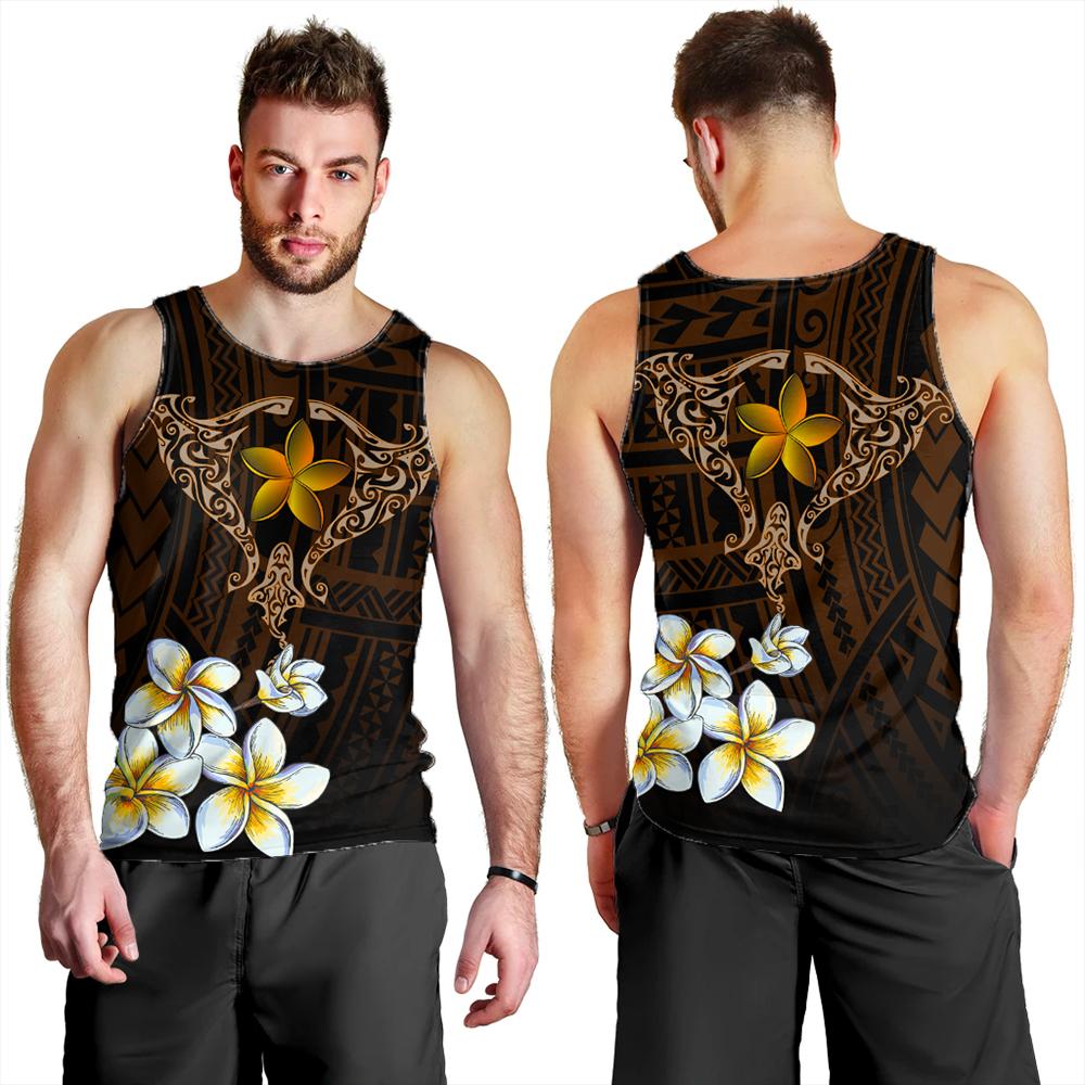 Hawaiian - Plumeria Ray Men's Tank Top - Rise Style - AH Orange - Polynesian Pride