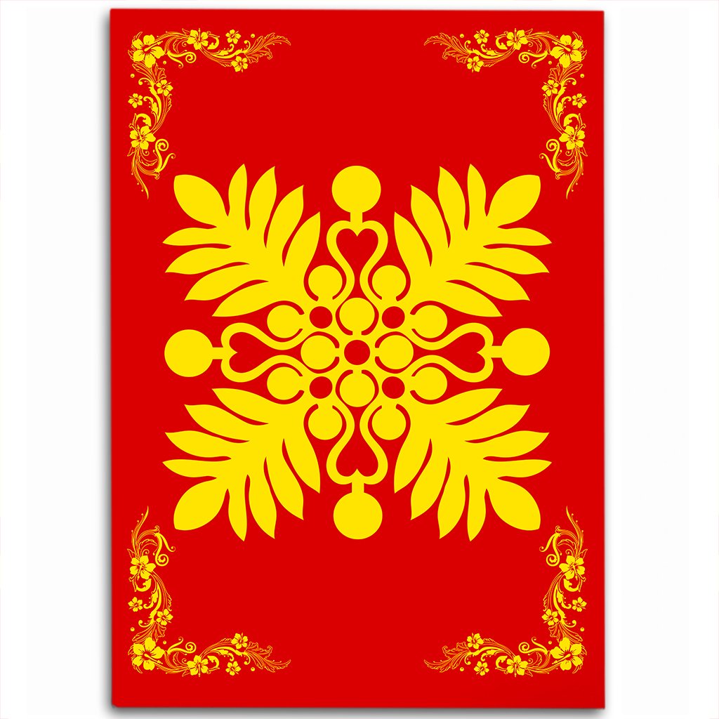 Hawaiian Quilt Maui Plant And Hibiscus Pattern Area Rug - Royal - AH Royal - Polynesian Pride
