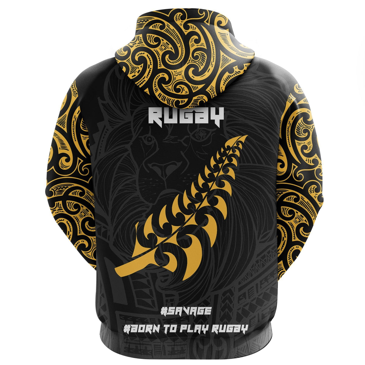 New Zealand Rugby Hoodie, Maori Lion Rugby Zip up Hoodie - Polynesian Pride