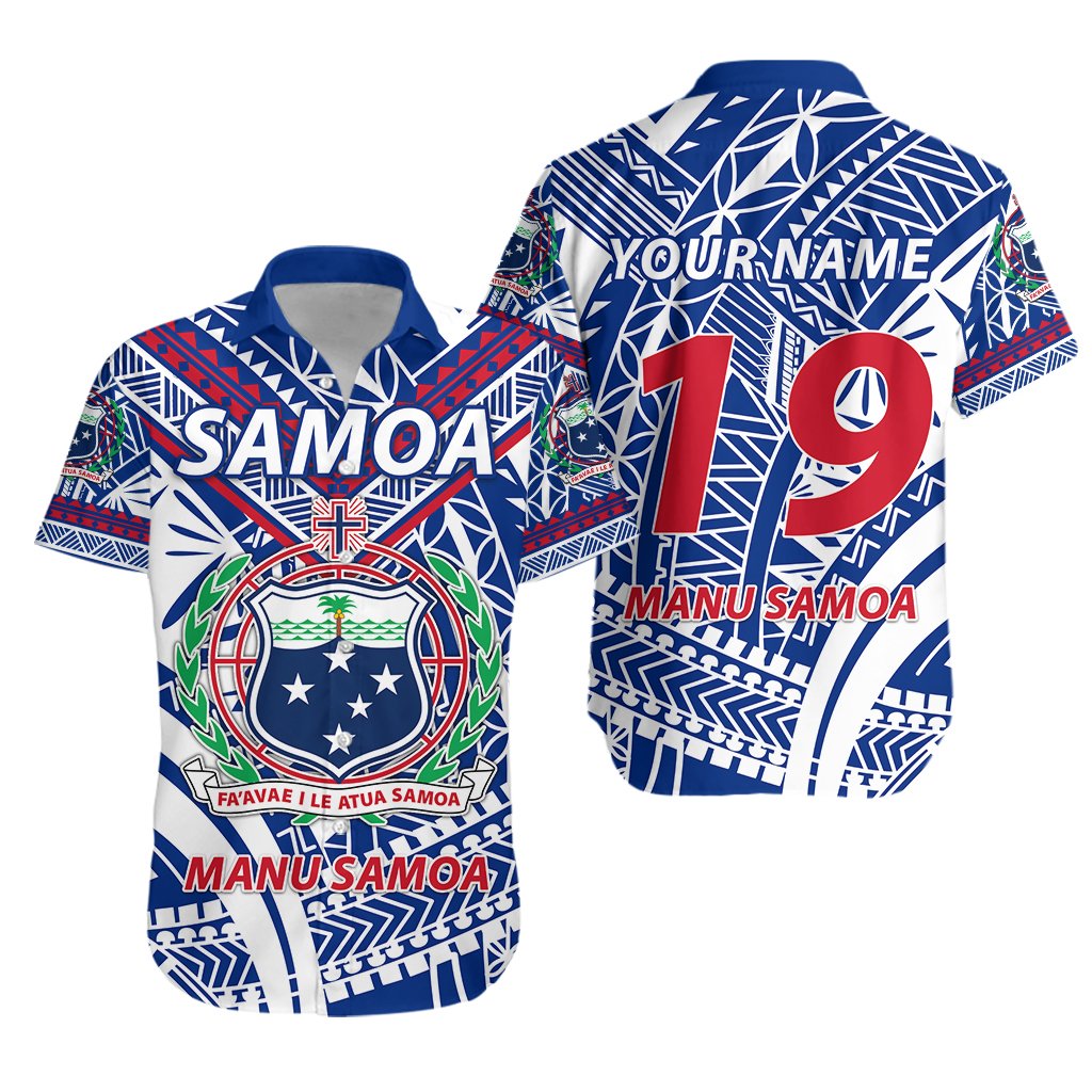 (Custom Personalised) Manu Samoa Rugby Hawaiian Shirt Samoa Simple Rugby - Custom Text and Number Unisex Blue - Polynesian Pride