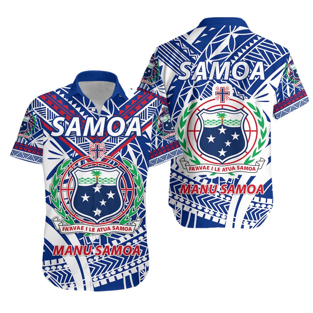 Manu Samoa Rugby Hawaiian Shirt Samoa Simple Rugby Unisex Blue - Polynesian Pride