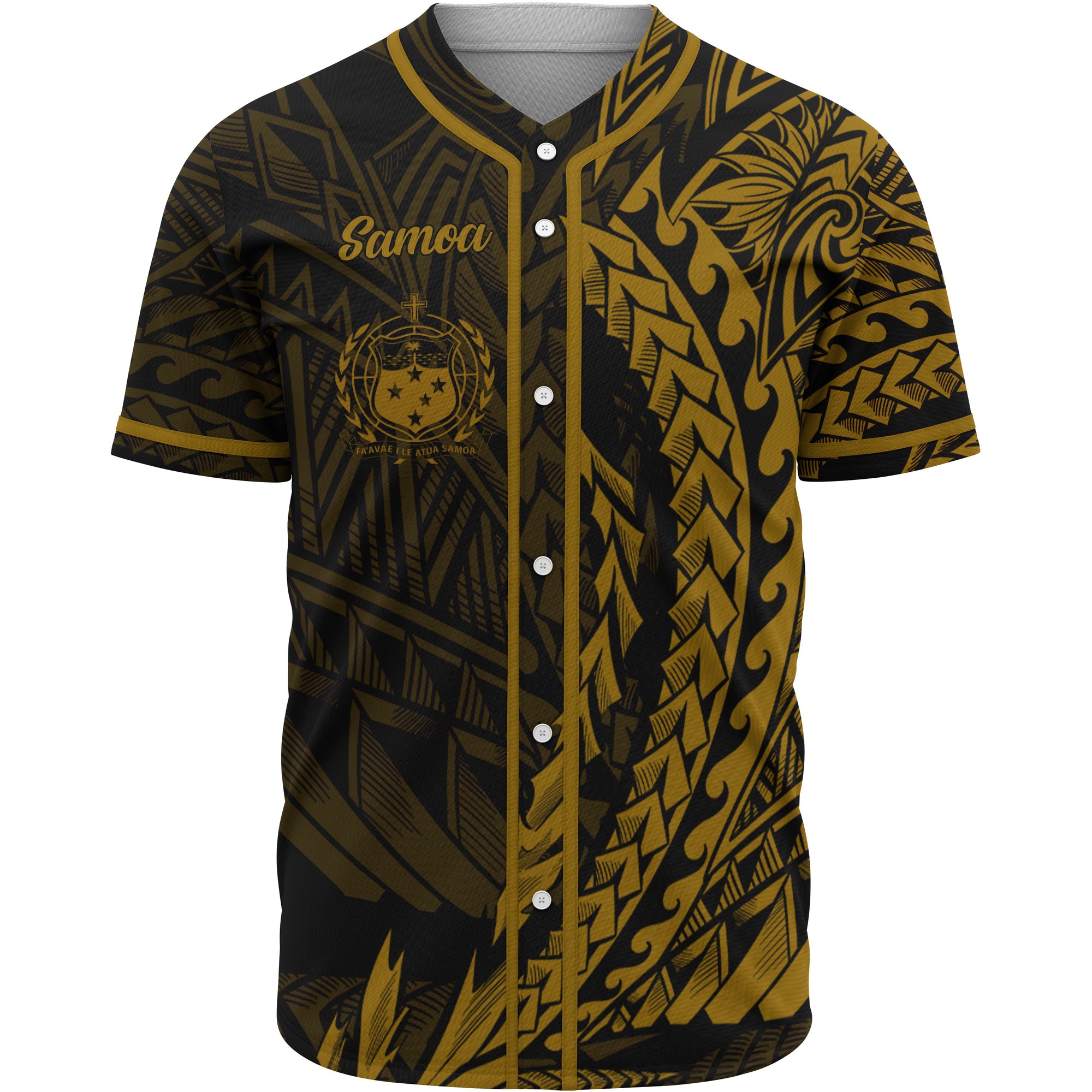 Samoa Baseball Shirt - Wings Style Unisex Gold - Polynesian Pride