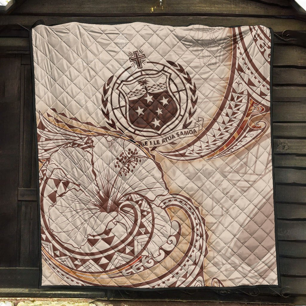 Samoa Premium Quilt - Hibiscus Flowers Vintage Style - Polynesian Pride