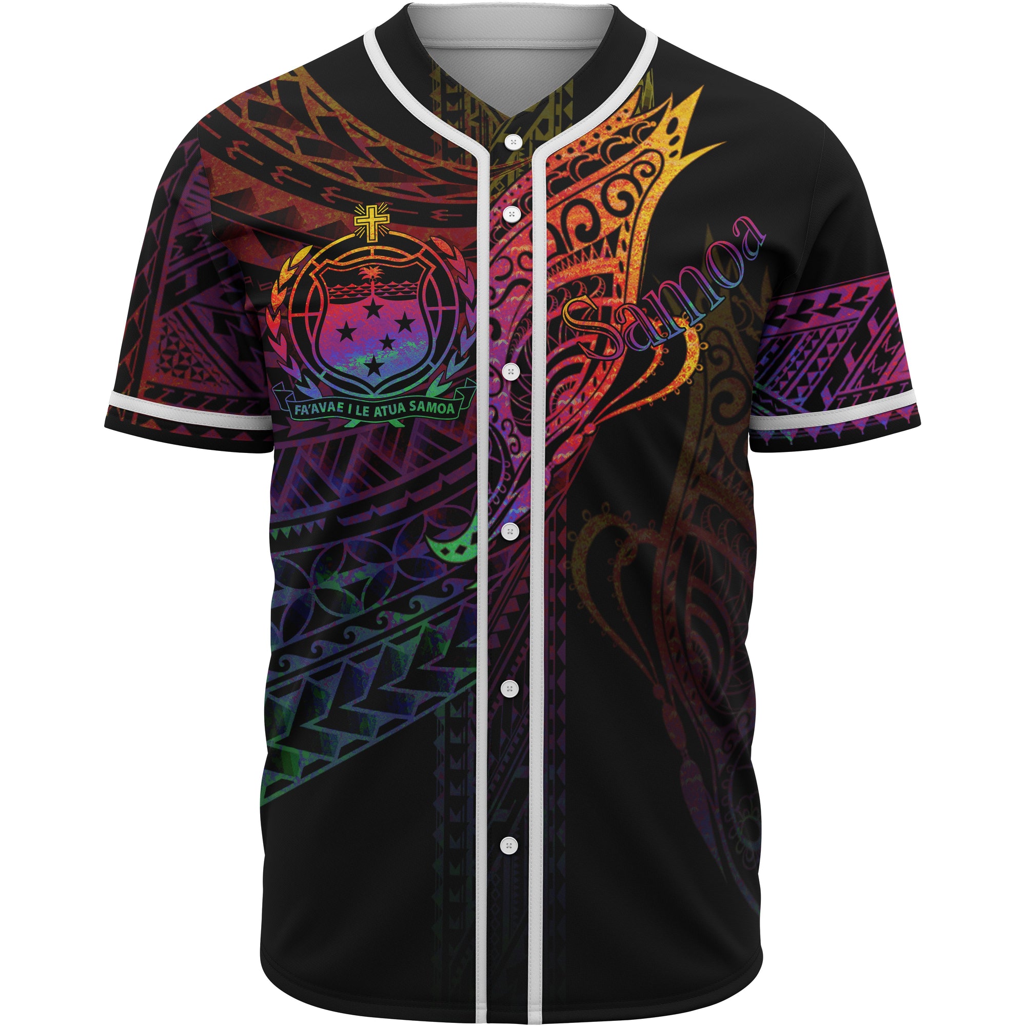 Samoa Baseball Shirt - Butterfly Polynesian Style Unisex Black - Polynesian Pride