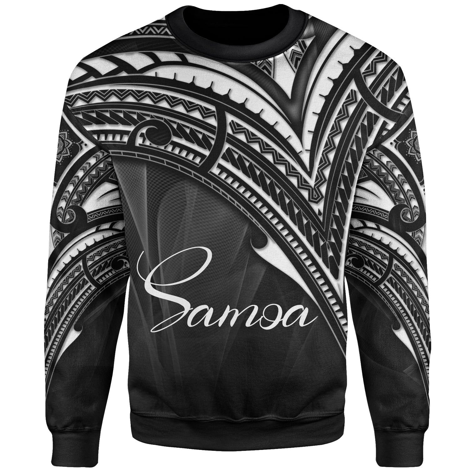 Samoa Sweatshirt - Cross Style White Color Unisex Black - Polynesian Pride