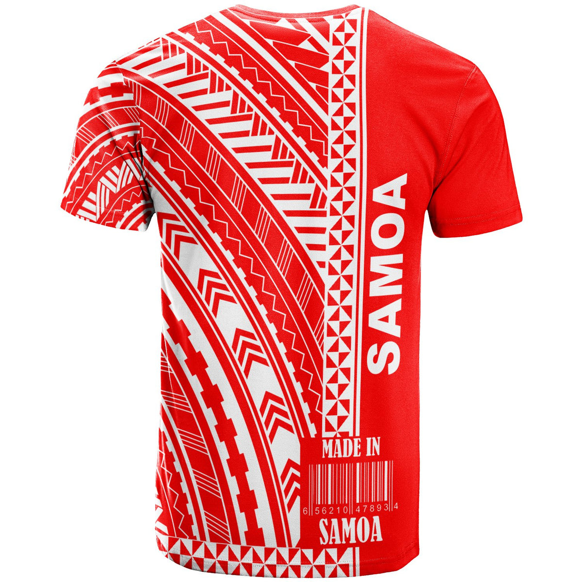 Samoa Custom T Shirt Barcode Red Color - Polynesian Pride