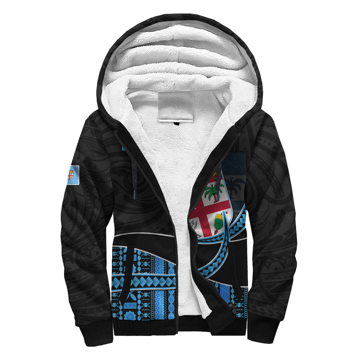 Fiji Polynesian Sherpa Hoodie Featured Fijian Lovers LT13 Unisex Black - Polynesian Pride