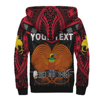 (Custom Text And Number) Papua New Guinea Rugby Sherpa Hoodie PNG Kumuls Bird Of Paradise Black LT14 - Polynesian Pride