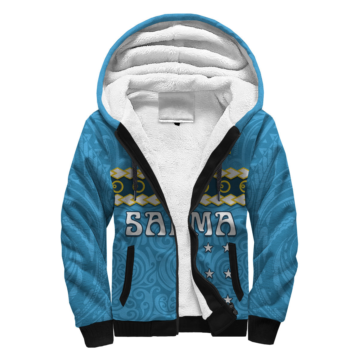 (Custom Personalised) Sanma Province Shepa Hoodie Vanuatu Pig Tusk Polynesian Flag Style LT14 Unisex Blue - Polynesian Pride