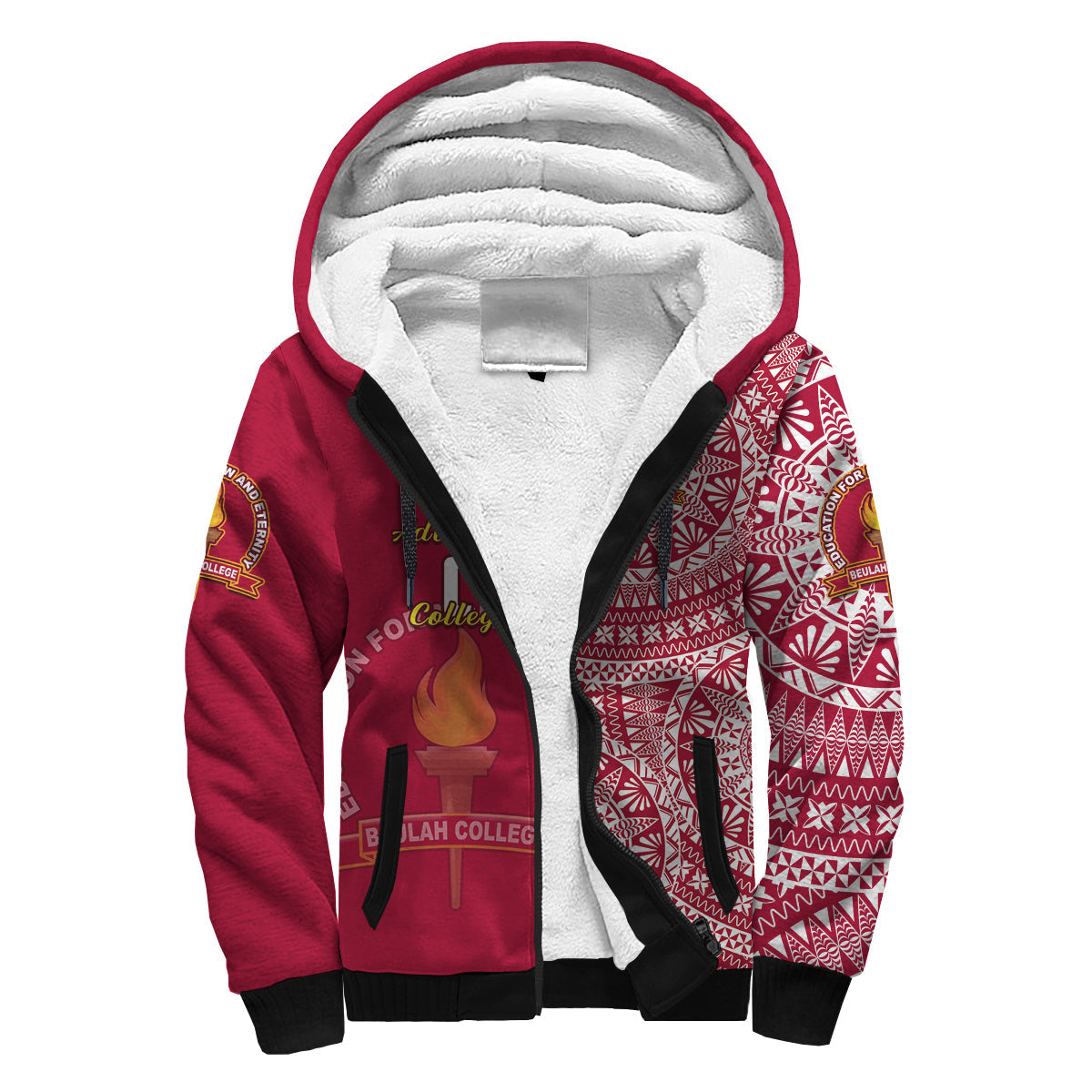 (Custom Personalised) Beulah Tonga College Sherpa Hoodie Tongan Ngatu Pattern LT14 Unisex Maroon - Polynesian Pride