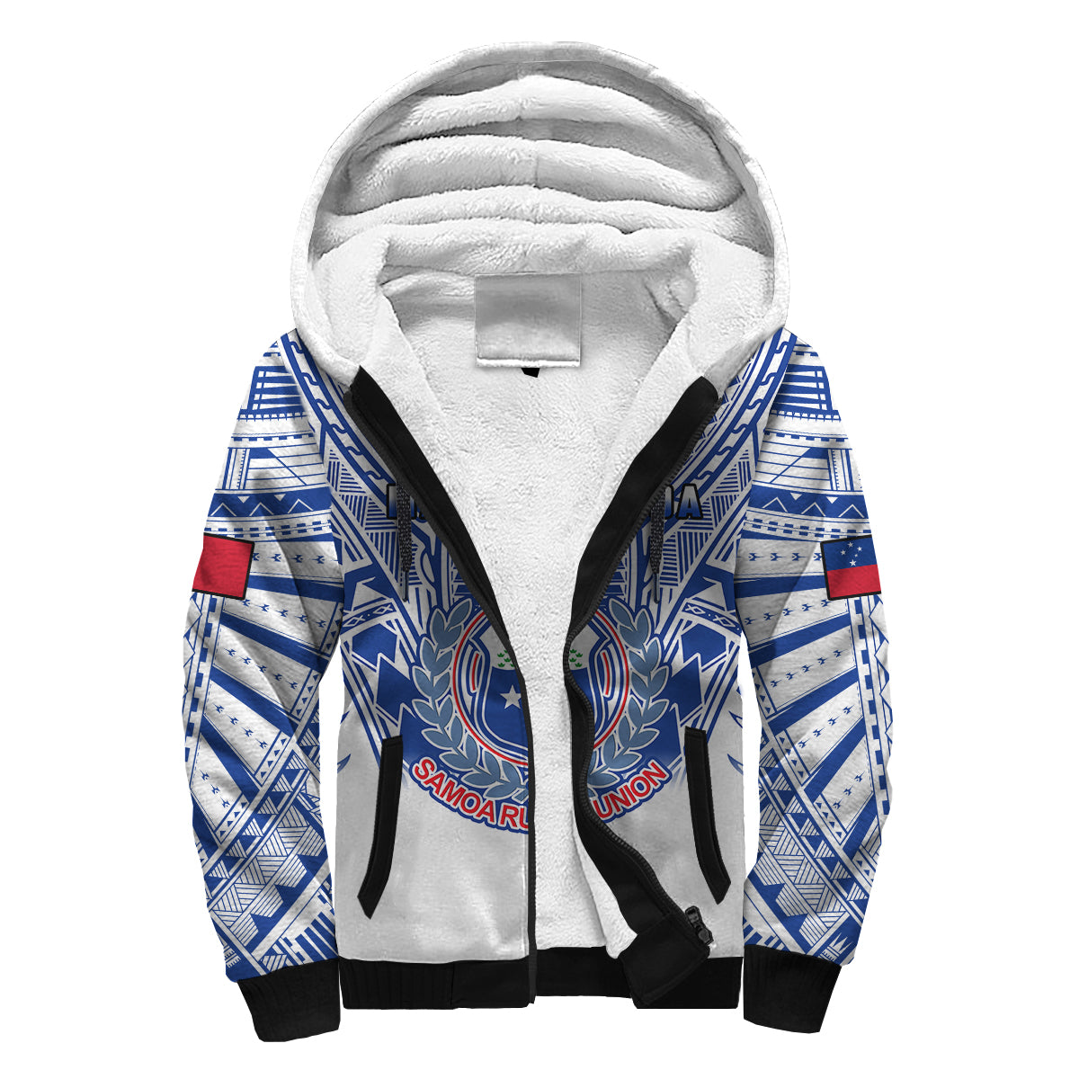 Samoa Rugby Sherpa Hoodie Manu Samoa 7s Ginger White Polynesian LT14 Unisex White - Polynesian Pride