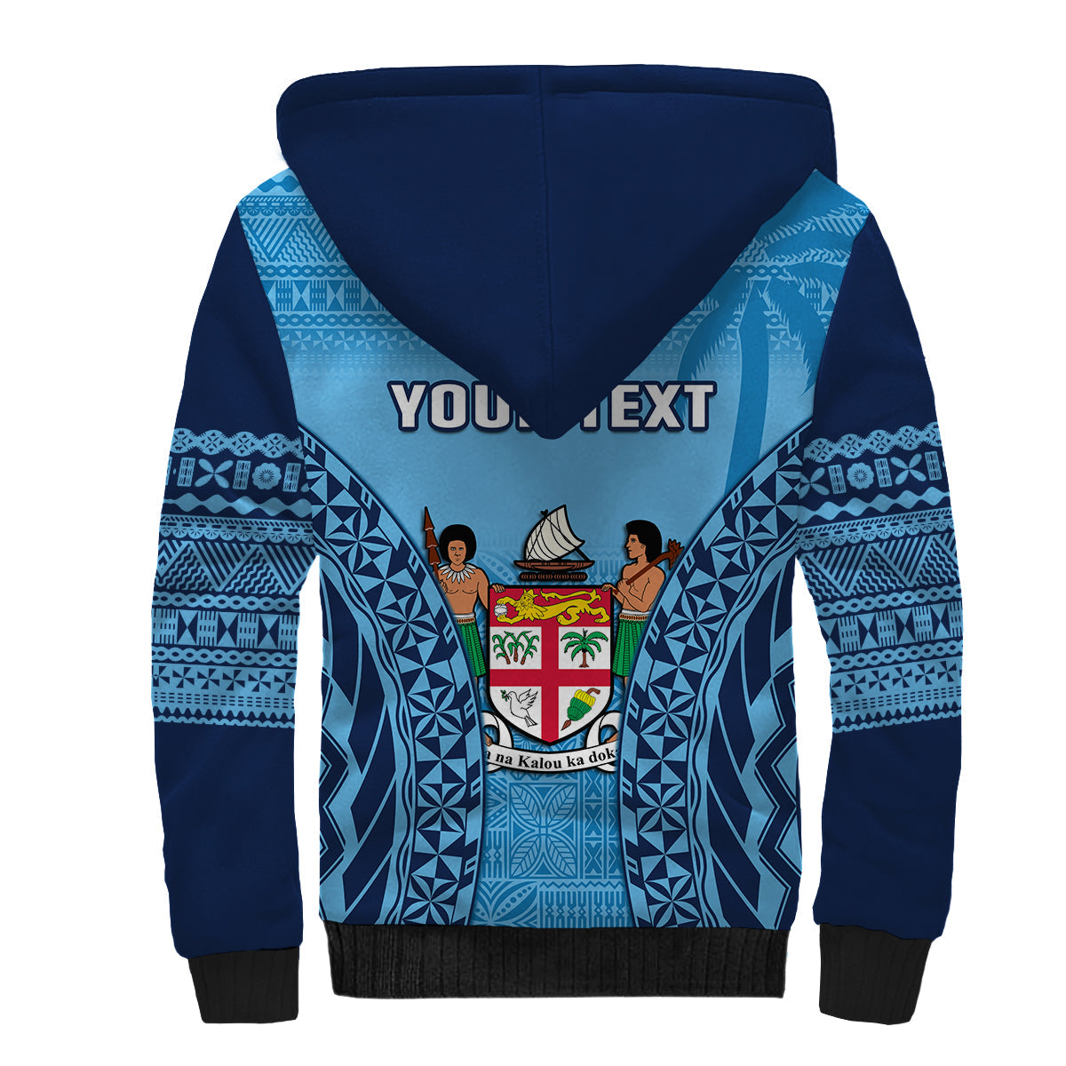 (Custom Personalised) Fiji University Sherpa Hoodie National Fijian Tapa Pattern Blue LT14 - Polynesian Pride