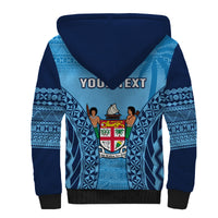 (Custom Personalised) Fiji University Sherpa Hoodie National Fijian Tapa Pattern Blue LT14 - Polynesian Pride