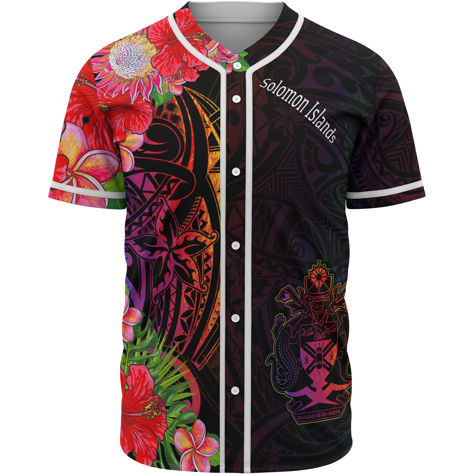 Solomon Islands Baseball Shirt - Tropical Hippie Style Unisex Black - Polynesian Pride