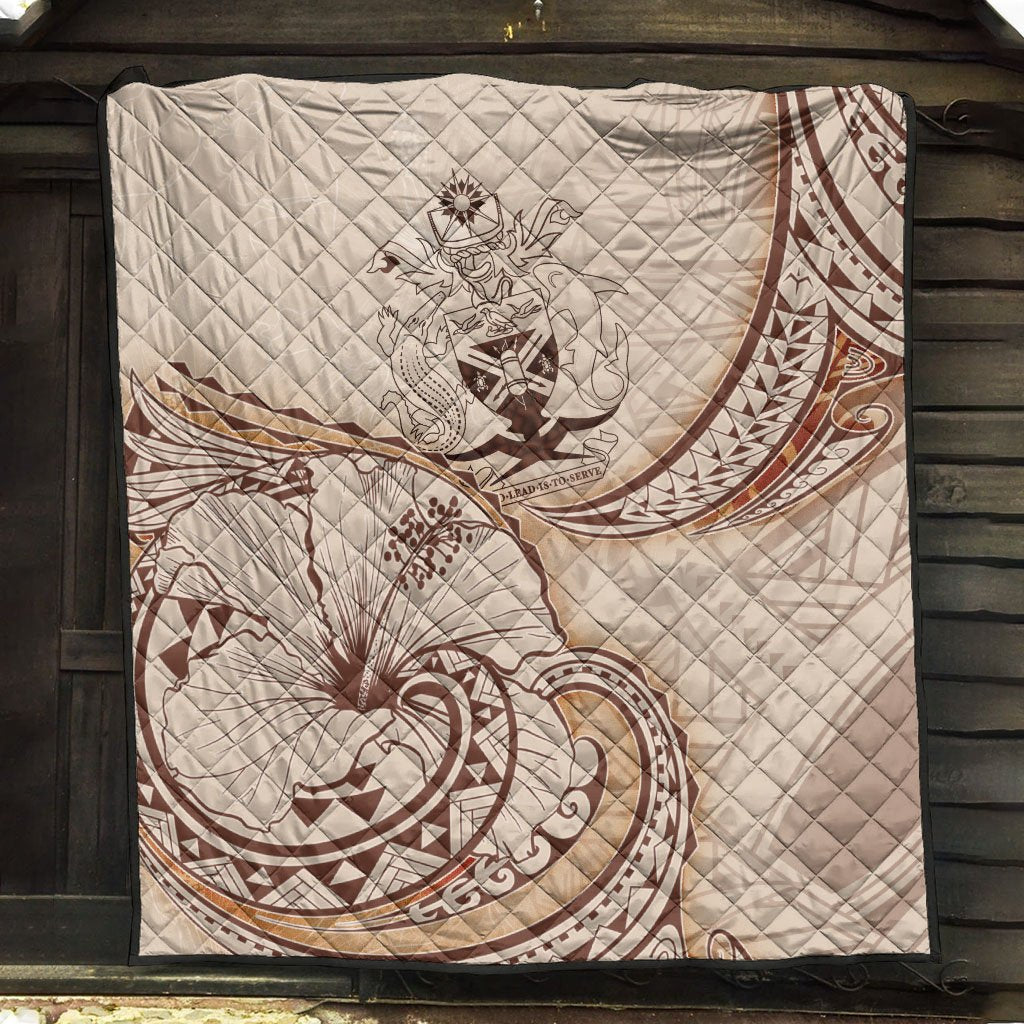 Solomon Islands Premium Quilt - Hibiscus Flowers Vintage Style - Polynesian Pride