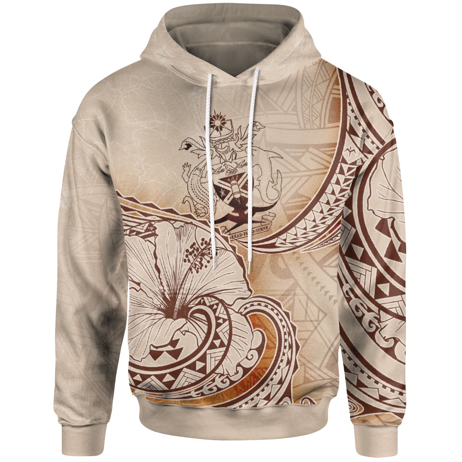 Solomon Islands Hoodie Hibiscus Flowers Vintage Style Unisex Nude - Polynesian Pride