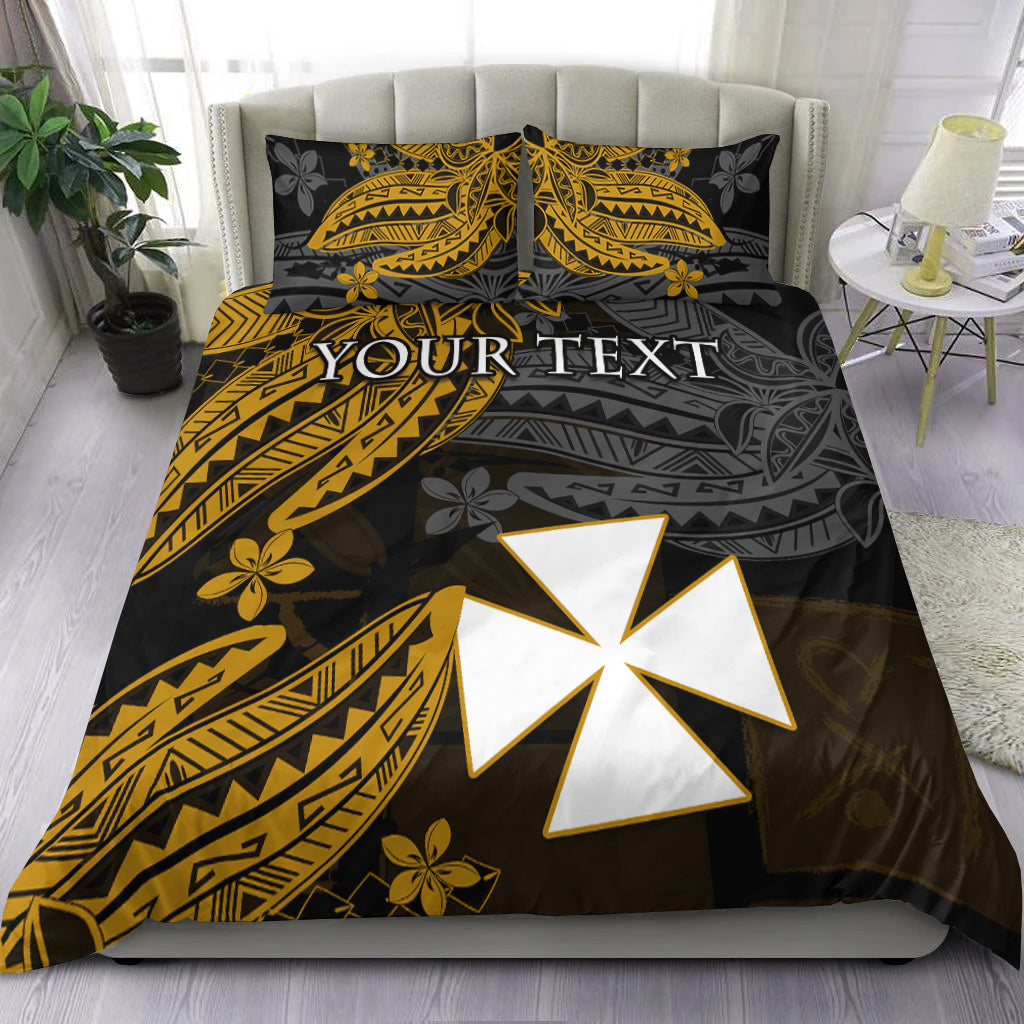 (Custom Personalised) Wallis and Futuna Bedding Set Enjoy Polynesian Flowers Version Gold LT13 Gold - Polynesian Pride