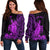 Hawaii Polynesian Off Shoulder Sweater Purple Sea Turtles Hawaiian LT13 Purple - Polynesian Pride