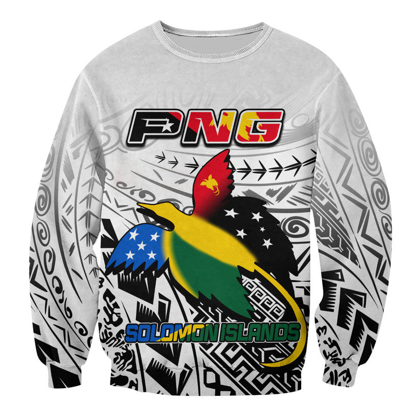 (Custom Personalised) Papua New Guinea And Solomon Islands SweaterShirt LT6 Unisex white - Polynesian Pride