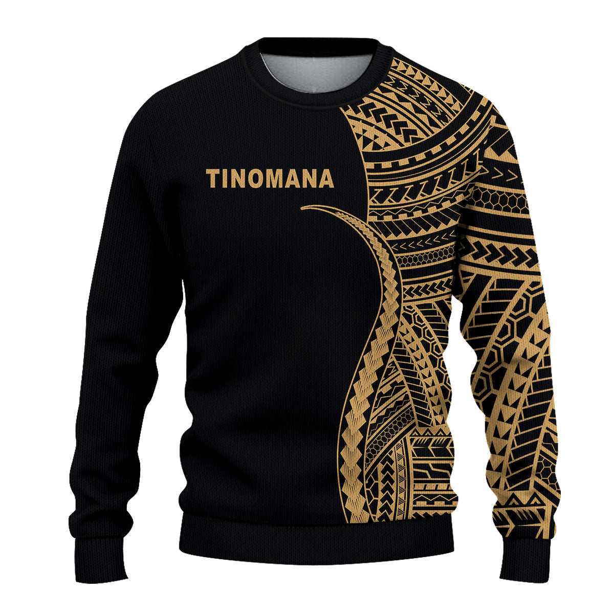 (TINOMANA) Sweatshirt - Gold Polynesian Tentacle Tribal Pattern LT13 Unisex Gold - Polynesian Pride