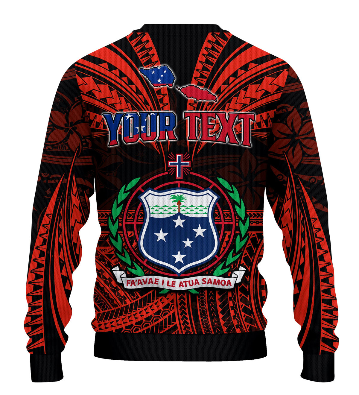 (Custom Personalised) Samoa Tatau Sweater Red Polynesian Proud Samoan LT13 - Polynesian Pride