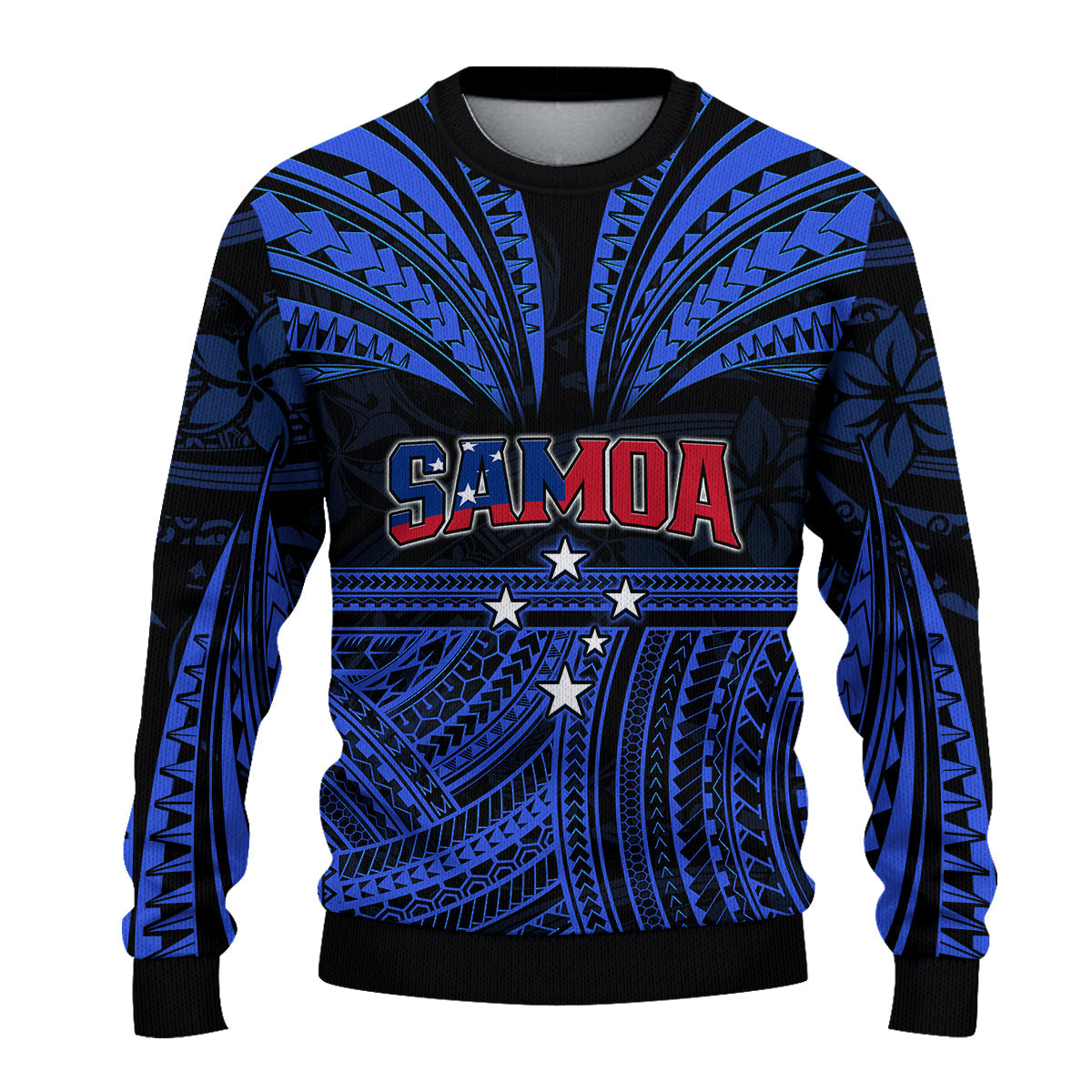 (Custom Personalised) Samoa Tatau Sweater Blue Polynesian Proud Samoan LT13 Unisex Blue - Polynesian Pride
