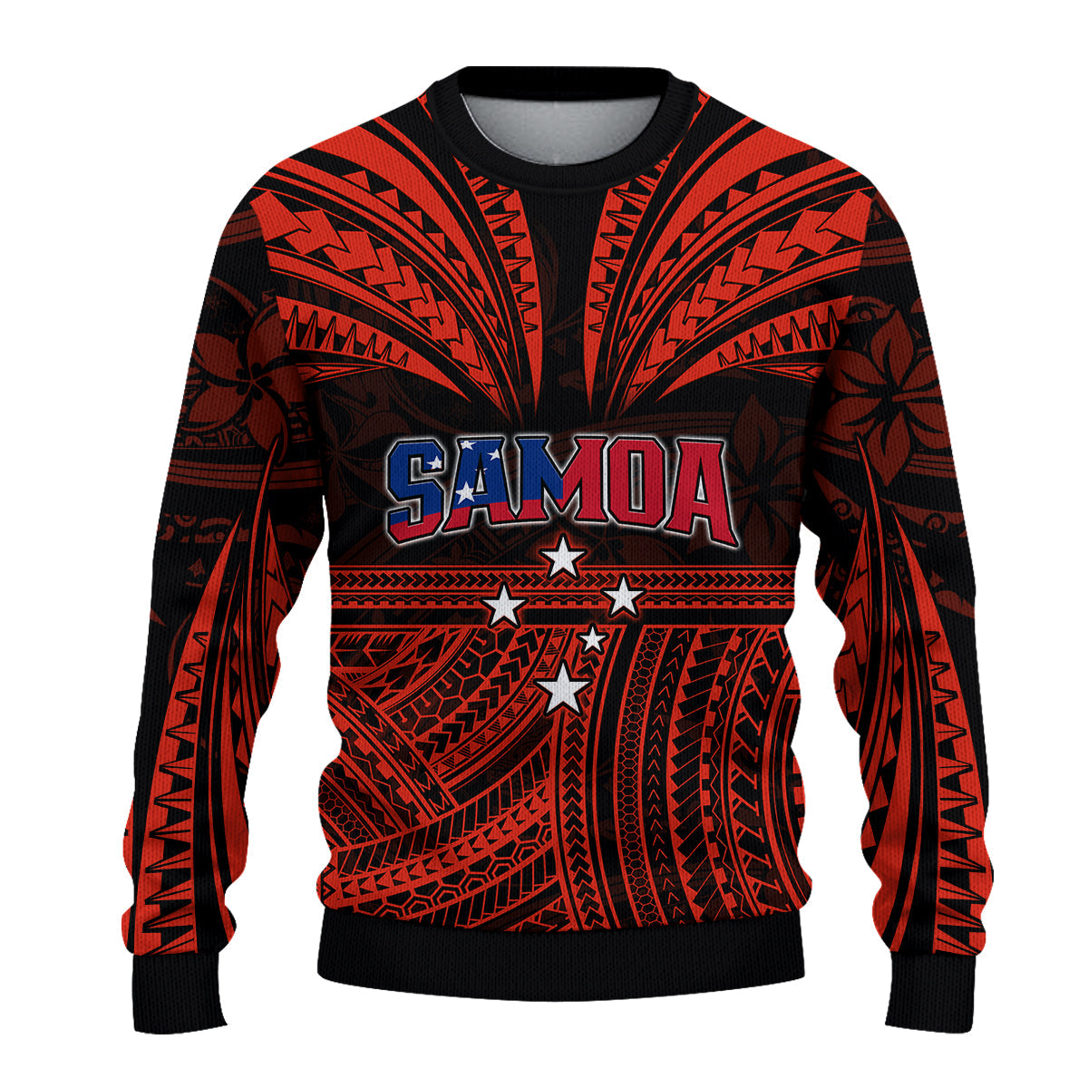 (Custom Personalised) Samoa Tatau Sweater Red Polynesian Proud Samoan LT13 Unisex Red - Polynesian Pride