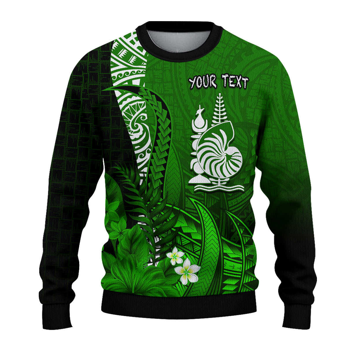 (Custom Personalised) New Caledonia Sweater Nautilus Green Polynesian Hibiscus LT13 Unisex Green - Polynesian Pride