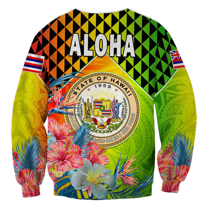 Hawaii Sweatshirt Hawaiian Tribal Kanaka Maoli Hibiscus LT14 - Polynesian Pride