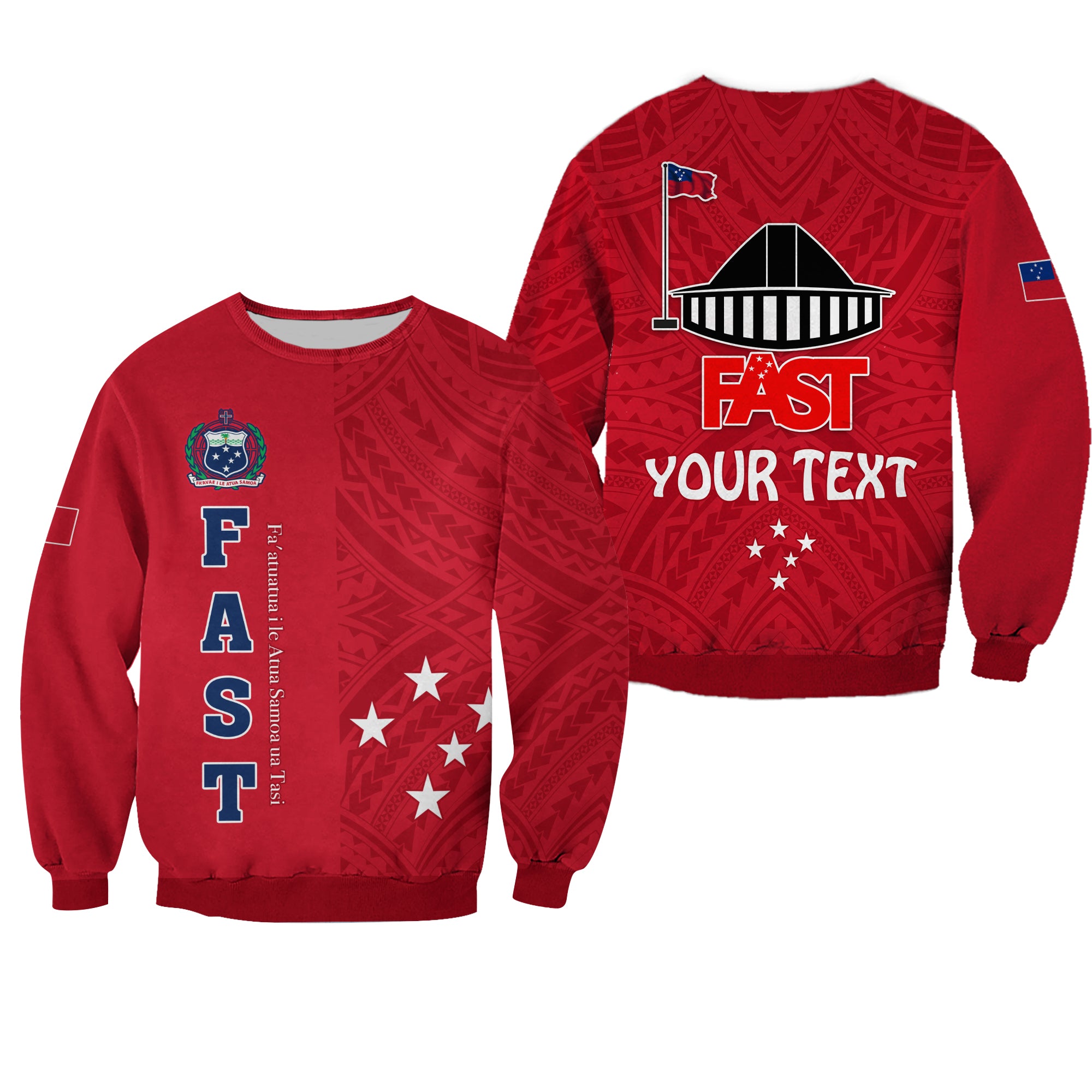 (Custom Personalised) F.A.S.T Samoa Sweatshirt We Ready Polynesian Samoan LT13 Unisex Red - Polynesian Pride