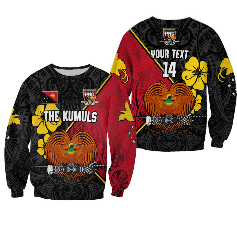 (Custom Text and Number) The Kumuls PNG Sweatshirt Papua New Guinea Polynesian Dynamic Style Black LT14 Unisex Black - Polynesian Pride