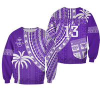 (Custom Text and Number) Fiji Rugby Sevens Sweatshirt Fijian 7s Tapa Polynesian Purple LT13 Unisex Purple - Polynesian Pride