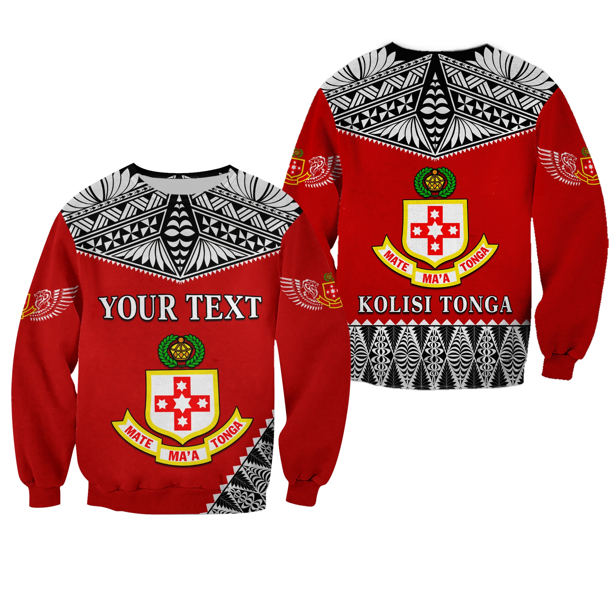 (Custom Personalised) Kolisi Tonga Sweatshirt College 'Atele Mate Ma'a Tonga LT13 Unisex Red - Polynesian Pride