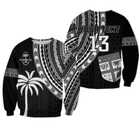 (Custom Text and Number) Fiji Rugby Sevens Sweatshirt Fijian 7s Tapa Polynesian LT13 Unisex Black - Polynesian Pride
