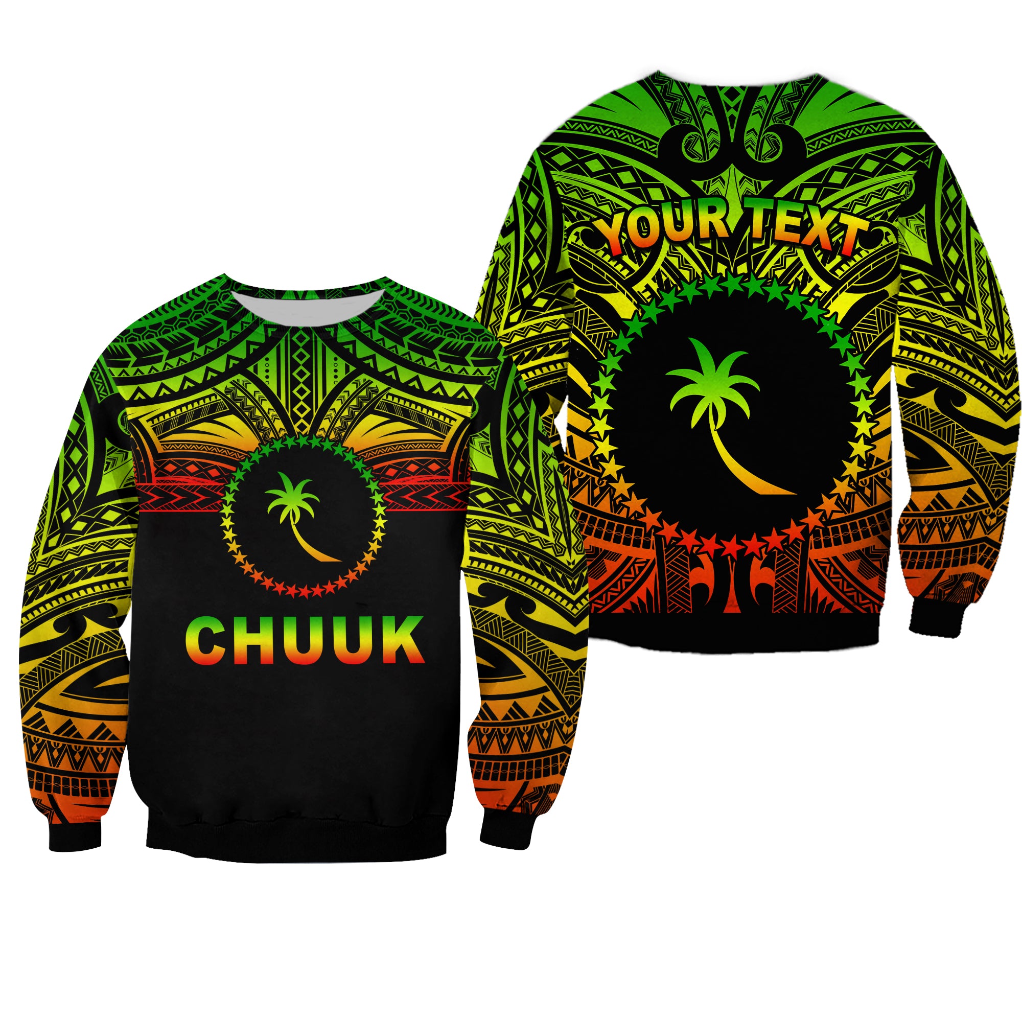 (Custom Personalised) Chuuk Flag Sweatshirt Micronesia Style Reggae LT13 Unisex Reggae - Polynesian Pride