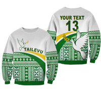 (Custom Text and Number) Tailevu Rugby Sweatshirt Fiji Rugby Tapa Pattern White LT13 Unisex White - Polynesian Pride