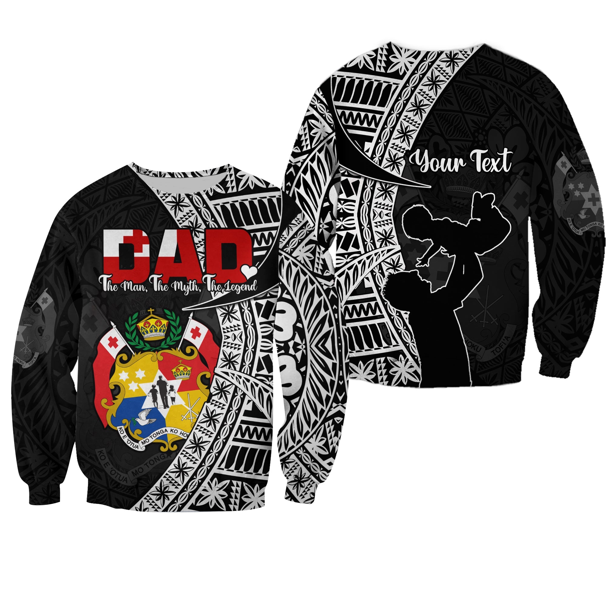 (Custom Personalised) Tonga Sweatshirt Happy Tongan Fathers Day LT13 Unisex Black - Polynesian Pride